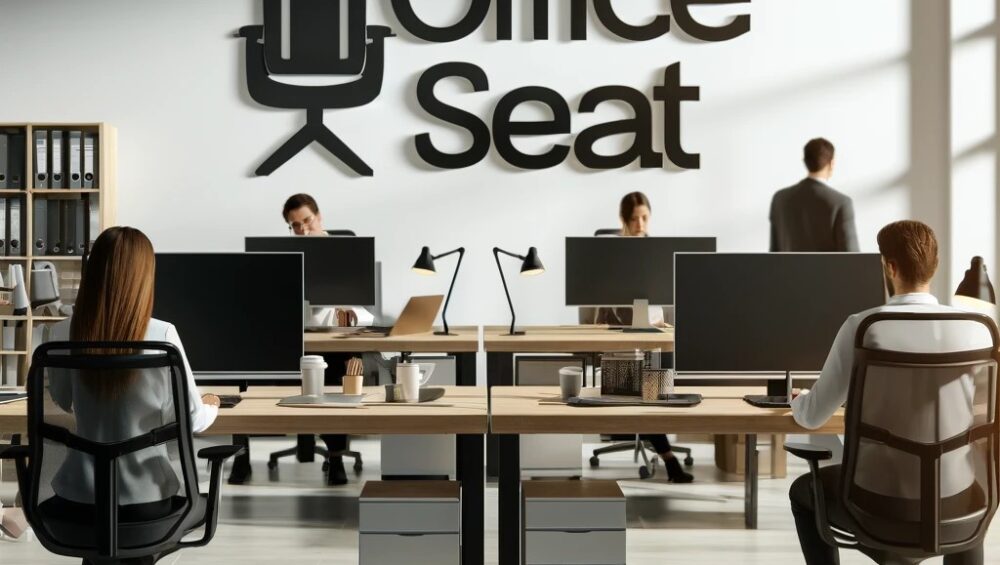 ambiente laboral de oficina con escritorios y computadoras en Office Seat