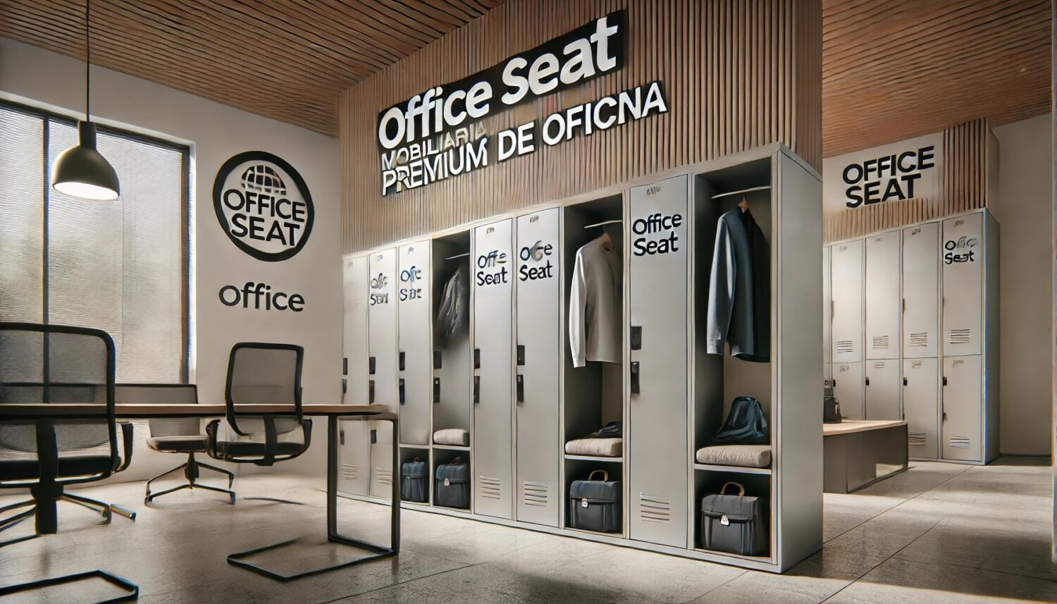 grupo de lockers metalicos de ropa doblada y ropa colgada en Office Seat