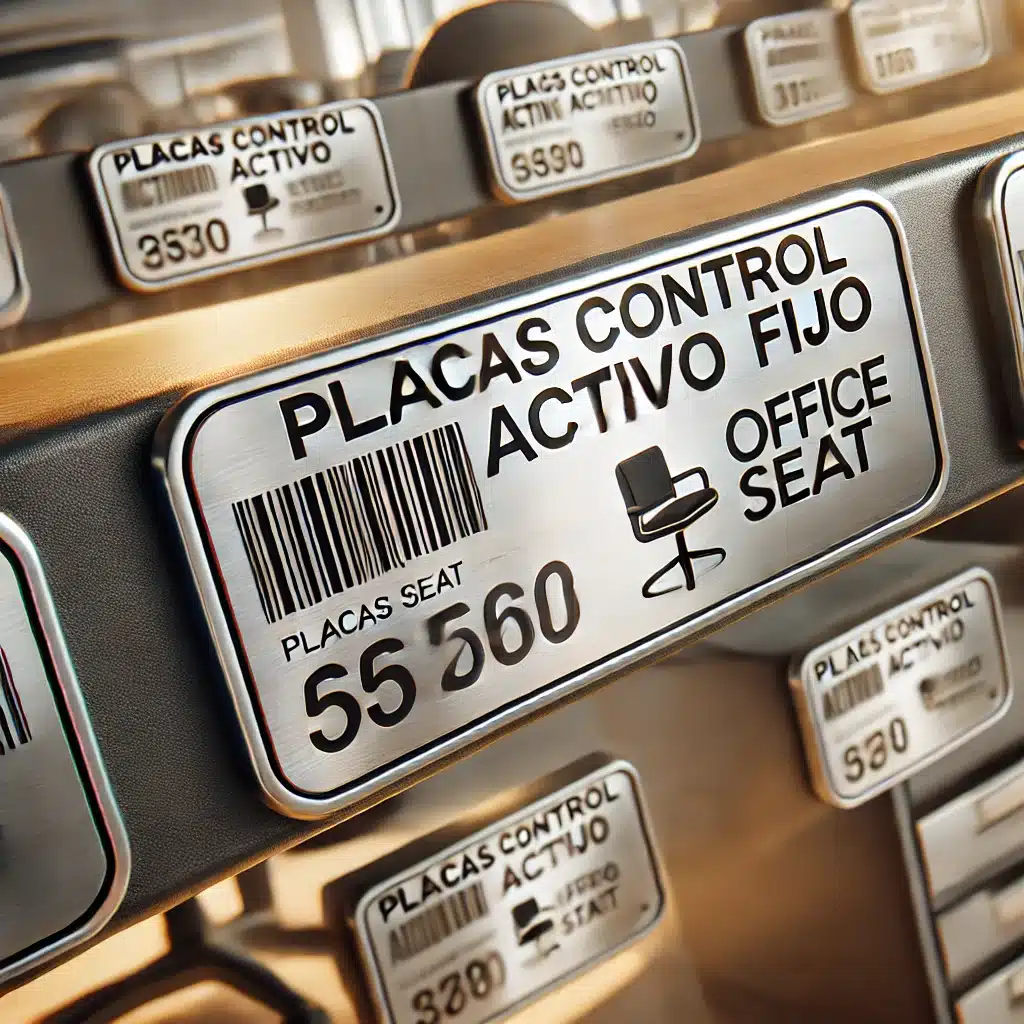 placas en metal para control de activo fijo en Office Seat