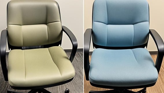 dos sillones gerenciales en color azul claro y el otro color marron cafe en Office Seat