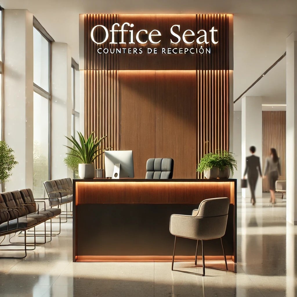 counter de recepcion color haya oscuro en Office Seat