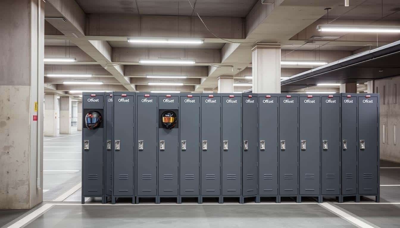 Locker para cascos en estacionamiento