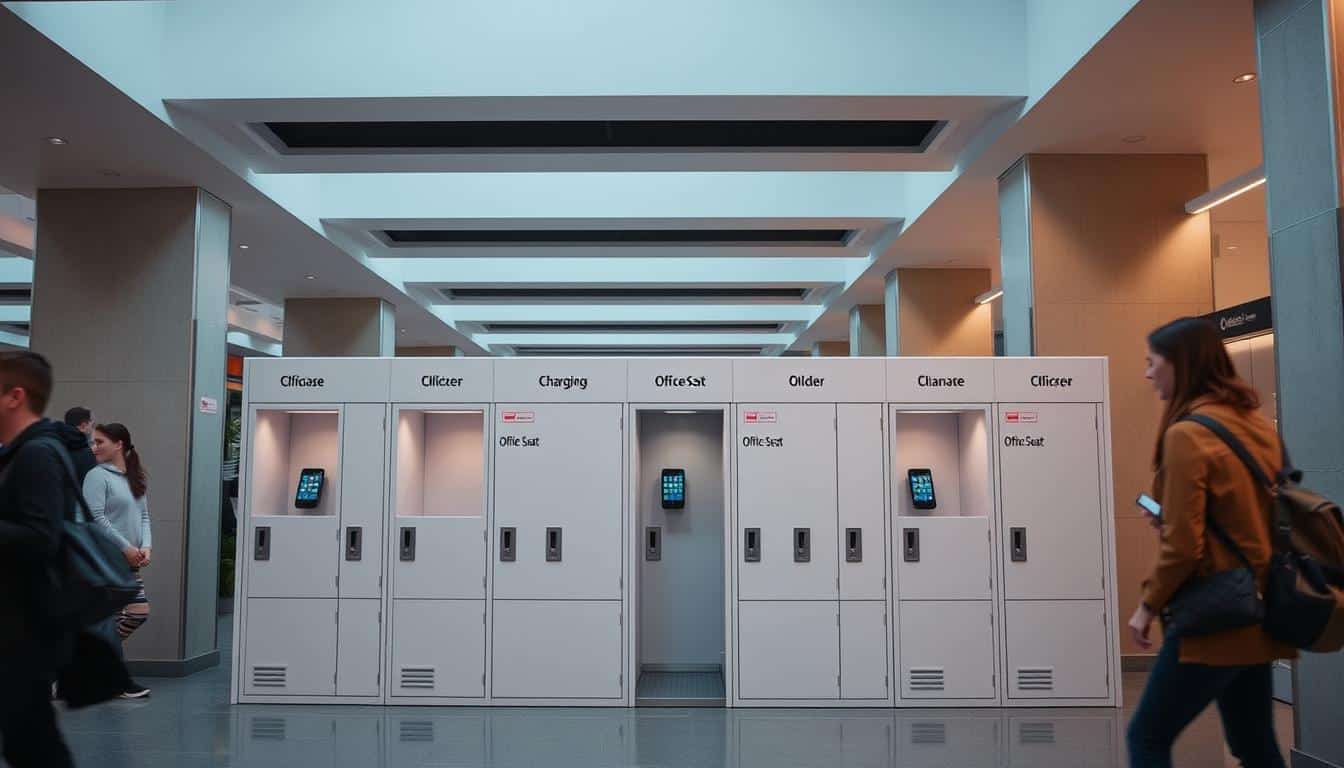 Lockers para celulares en espacios públicos