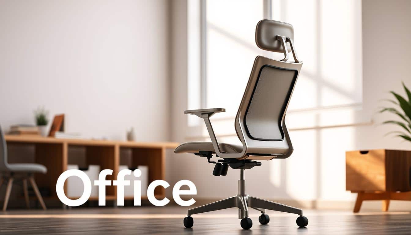 A modern, sleek ergonomic folding office chair in a bright, minimalist workspace. The chair features a contoured backrest, padded seat, and adjustable height for optimal comfort and support. It is crafted with a sturdy metal frame and high-quality faux leather upholstery, finished in a neutral tone that complements the minimalist decor. Soft, diffused lighting casts a warm glow, highlighting the chair's clean lines and functional design. In the foreground, the &amp;amp;quot;Office Seat&amp;amp;quot; brand name is subtly visible in a discreet shadow. The overall scene evokes a sense of productivity, comfort, and professionalism.