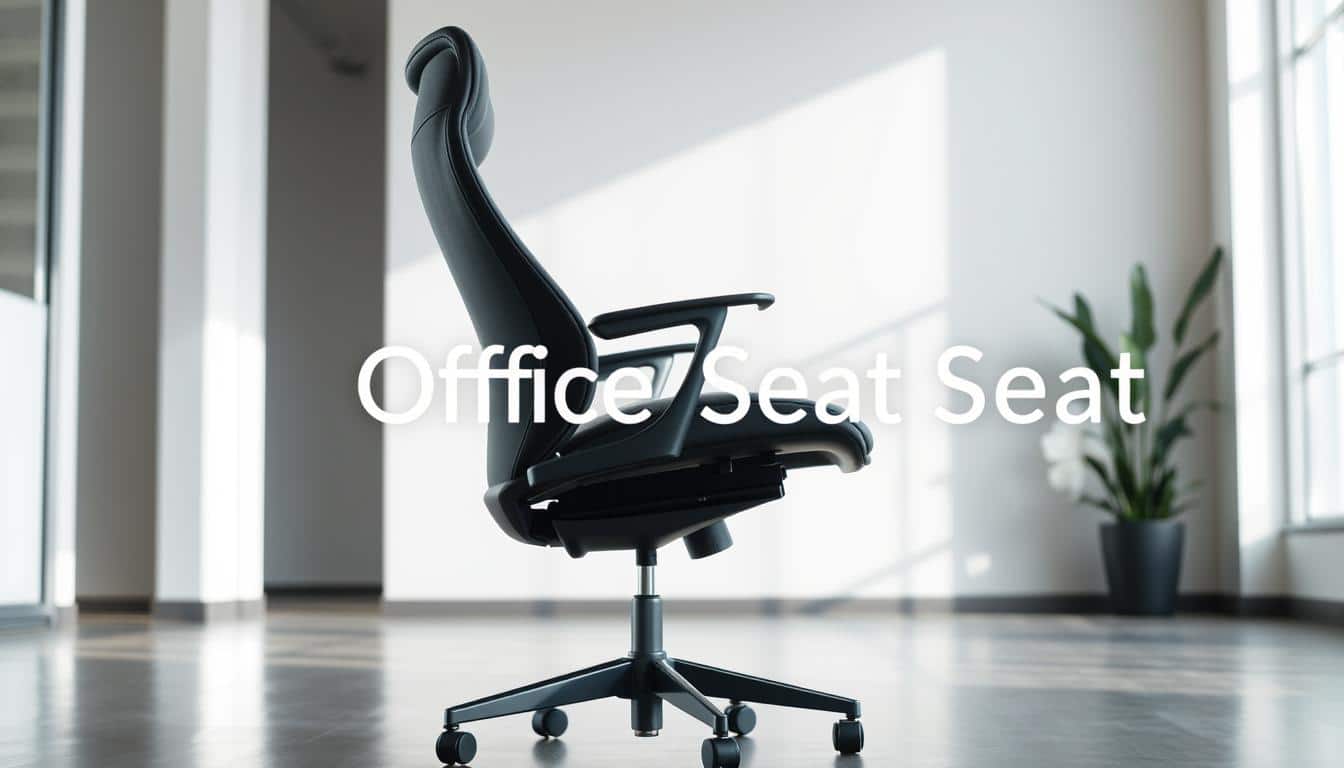 A sleek, modern ergonomic office chair with a swivel base and adjustable height, situated in a well-lit, minimalist workspace. The chair features the "Office Seat" brand name discreetly visible in a subtle shadow text overlay. The design promotes comfort and productivity, with a high-back, lumbar support, and smooth, silent rotation. Rendered in a clean, professional style that complements the article's subject and section title.