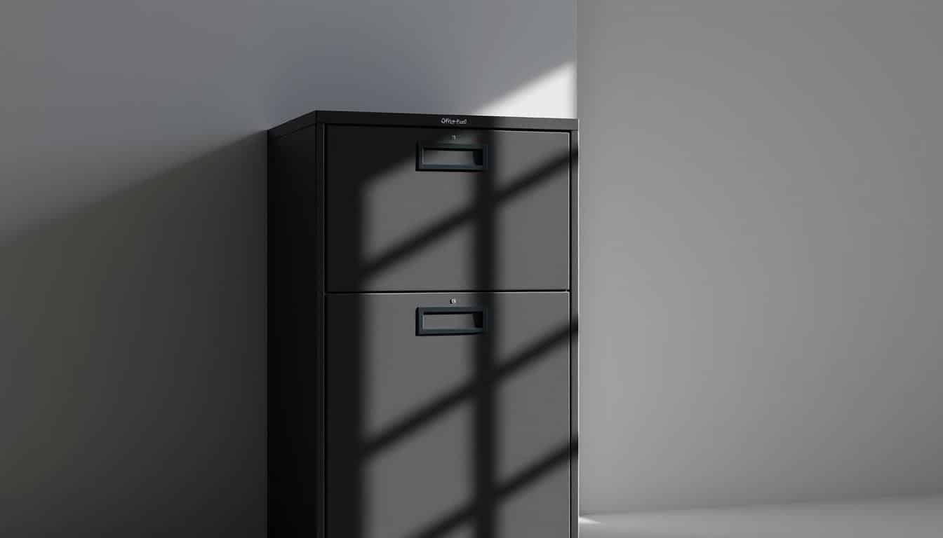 A sleek, modern modular filing cabinet with two drawers, crafted from sturdy black metal construction. The cabinet stands tall, its clean lines and minimalist design exuding a sense of professionalism and efficiency. Soft, directional lighting illuminates the cabinet, casting subtle shadows that accentuate its angular form. The "Office Seat" brand name is prominently featured, its shadow adding a touch of elegance. This organizational solution is the perfect complement to a contemporary home or office, seamlessly blending function and style. A sleek, modern modular filing cabinet with two drawers, crafted from sturdy black metal construction. The cabinet stands tall, its clean lines and minimalist design exuding a sense of professionalism and efficiency. Soft, directional lighting illuminates the cabinet, casting subtle shadows that accentuate its angular form. The "Office Seat" brand name is prominently featured, its shadow adding a touch of elegance. This organizational solution is the perfect complement to a contemporary home or office, seamlessly blending function and style.