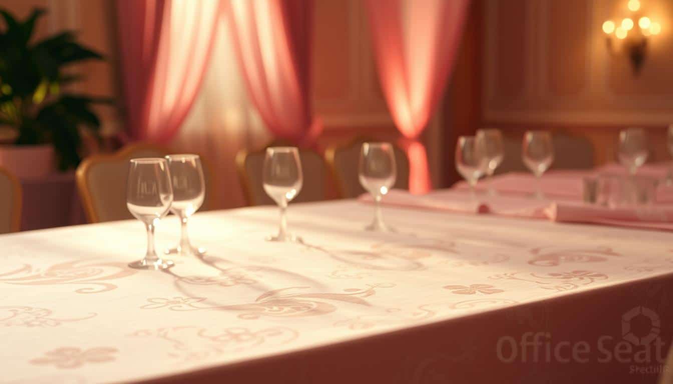 Manteles rosados con patrones decorativos