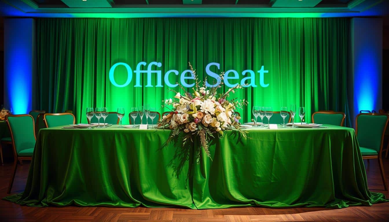 Manteles verde esmeralda en decoración de eventos