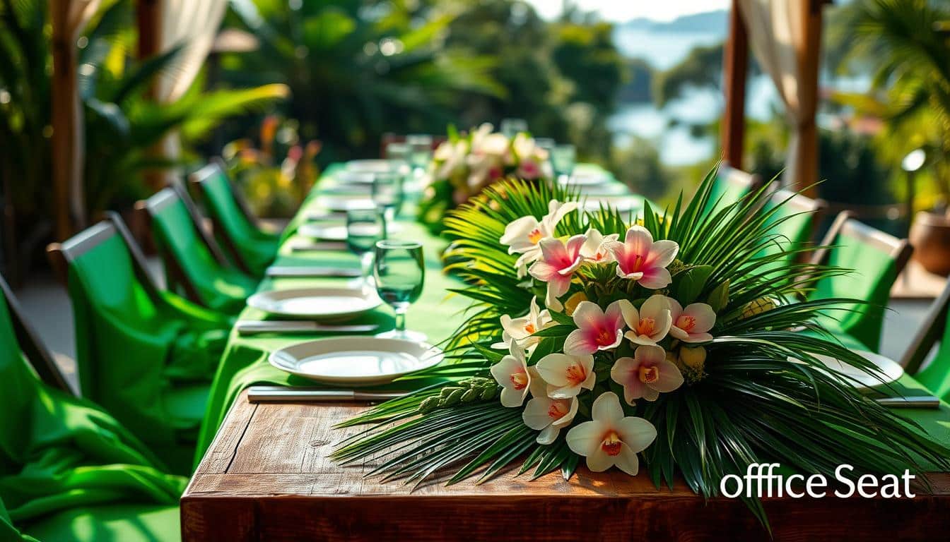 manteles verdes para mesas de boda