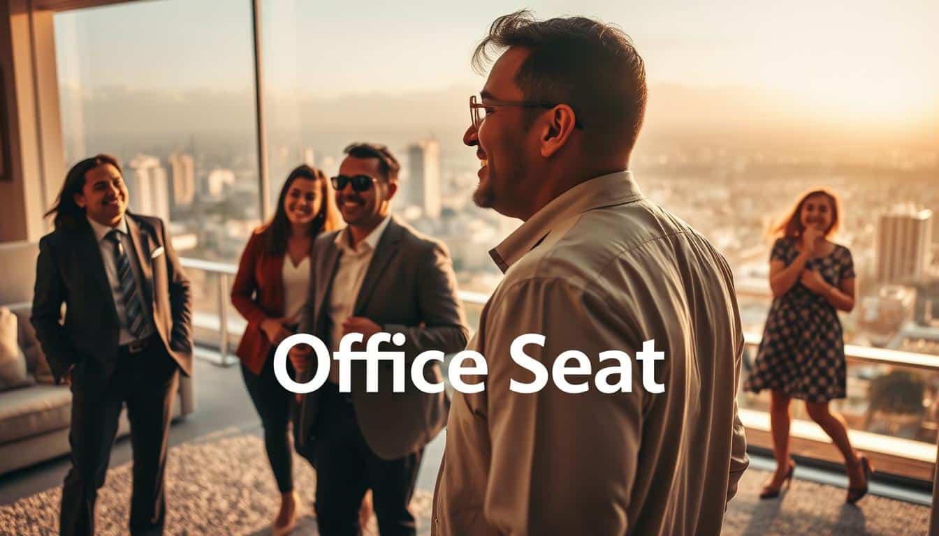 A vibrant scene of satisfied customers in the bustling Santo Domingo showcasing the quality and durability of Office Seat's carpet protectors. In the foreground, a group of stylishly dressed men and women converse animatedly, their expressions radiating contentment. The middle ground features a well-appointed living room, with the Office Seat brand name subtly visible in the soft shadow cast by the lush, pristine carpeting. In the background, the cityscape of Santo Domingo shimmers, bathed in warm, golden light that lends an air of prosperity and tranquility to the scene. The overall composition conveys a sense of trust, reliability, and the unwavering commitment of Office Seat to delivering exceptional products and customer service.