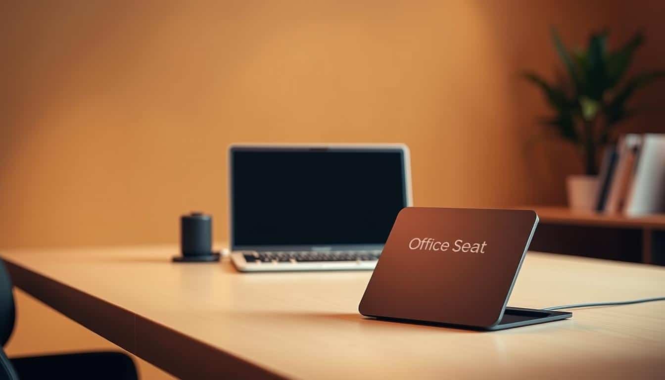 A well-lit office workspace with a sleek, minimalist "Office Seat" CPU stand showcasing satisfied customer testimonials. The stand is positioned prominently in the foreground, crafted from high-quality materials with a subtle logo visible. In the middle ground, a laptop and keyboard create a scene of productive office use. The background features a warm, inviting color palette, creating a professional yet approachable atmosphere. The lighting is soft and diffused, highlighting the tactile details of the CPU stand. The overall composition conveys a sense of reliability, quality, and customer trust in the "Office Seat" brand.