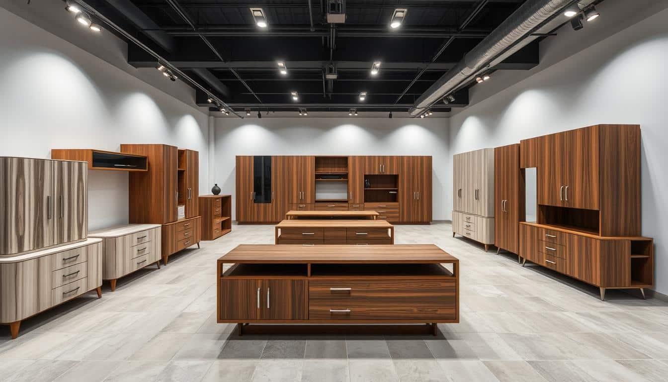 Showroom de Office Seat Online mostrando variedad de muebles bajos