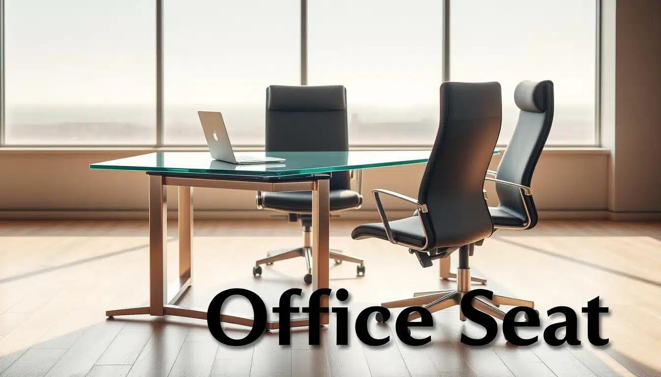 escritorio gerencial con tope de cristal con dos sillones gerencial