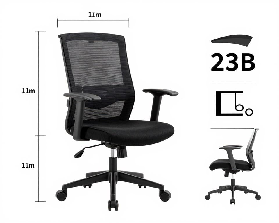 Diagrama técnico del Sillón Gerencial 23B con medidas y especificaciones