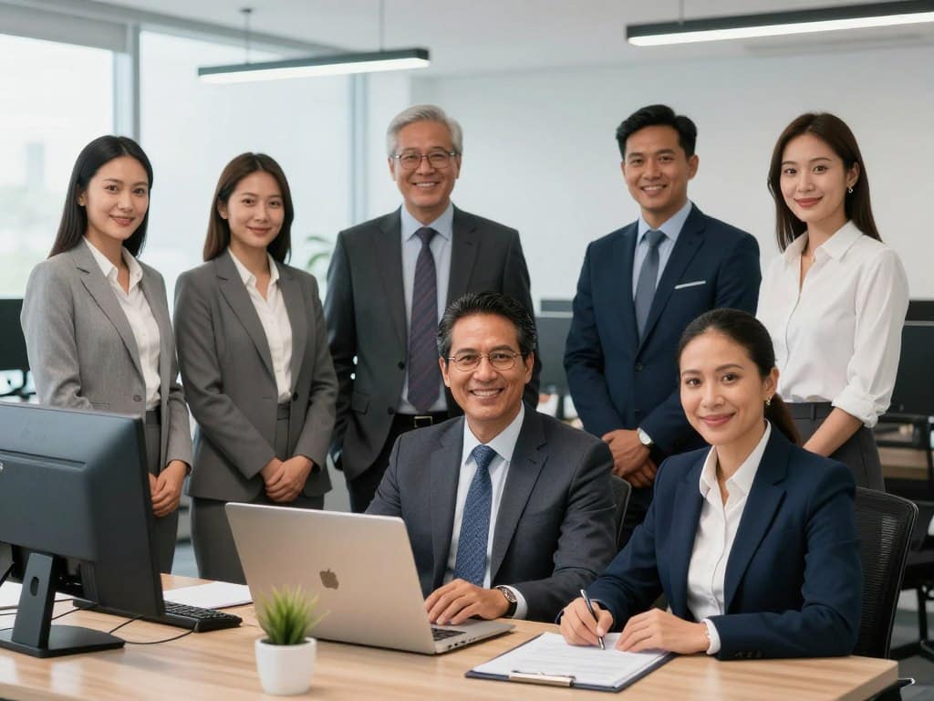 Equipo profesional de asesores de mobiliario de oficina