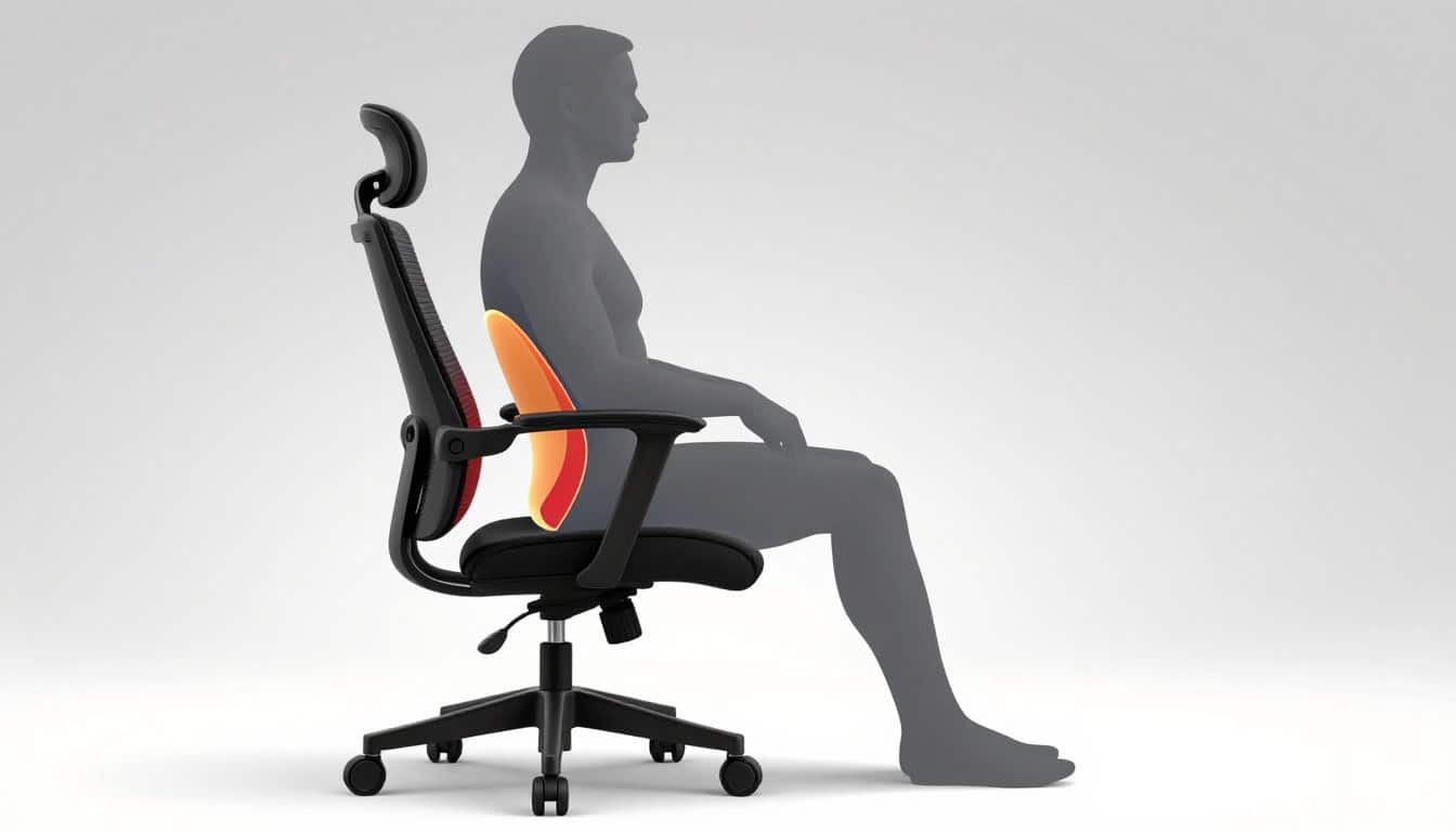Ilustración de las zonas de soporte ergonómico del Sillón Gerencial 23B
