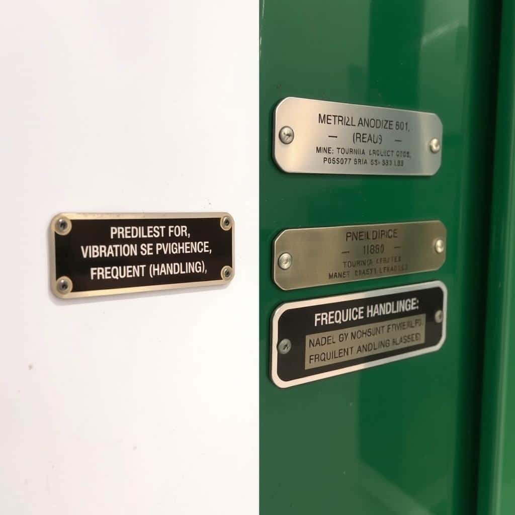 Labels metálicas en equipos de transporte