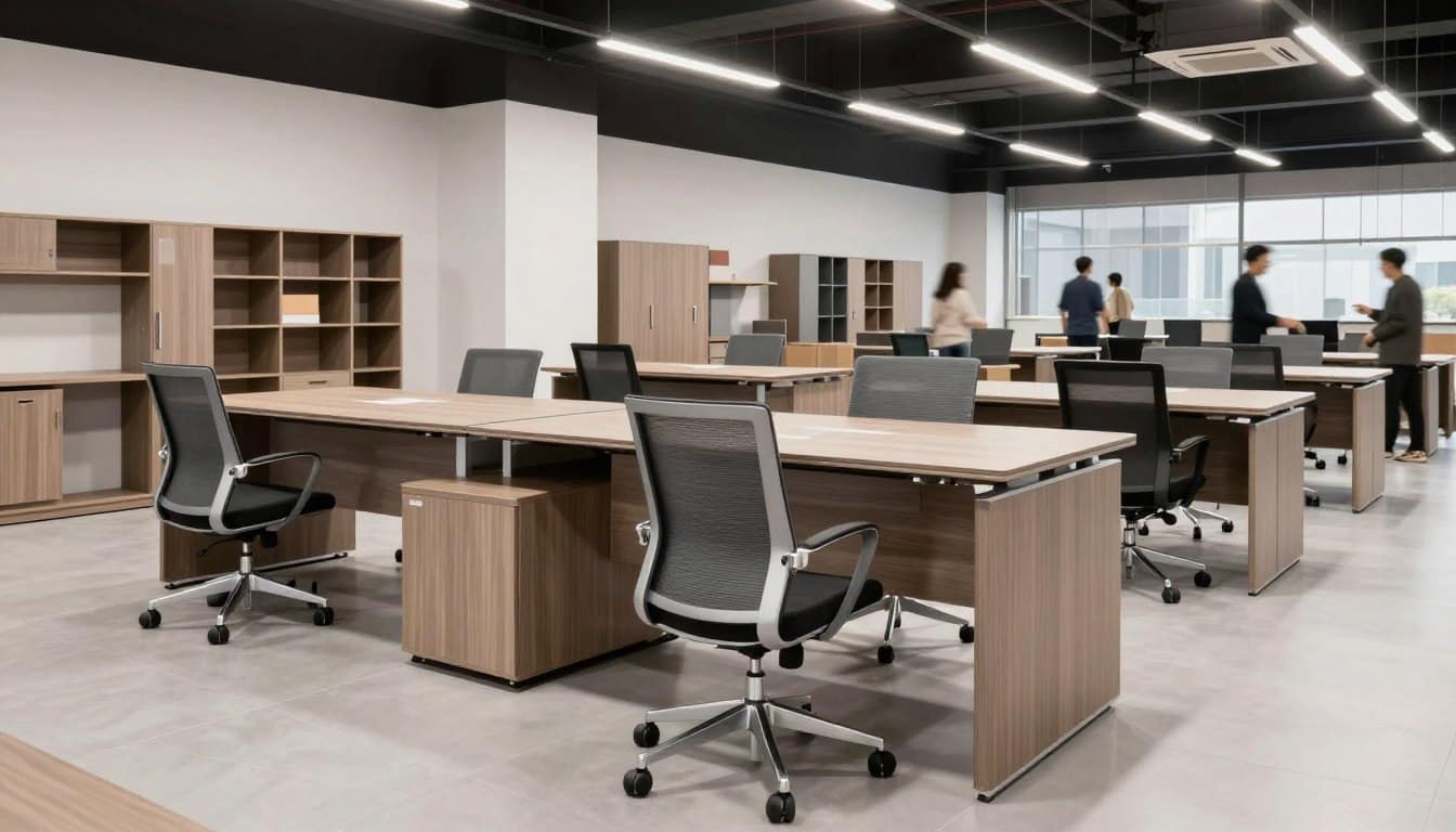 Showroom de mobiliario de oficina con exhibición del Sillón Gerencial 23B