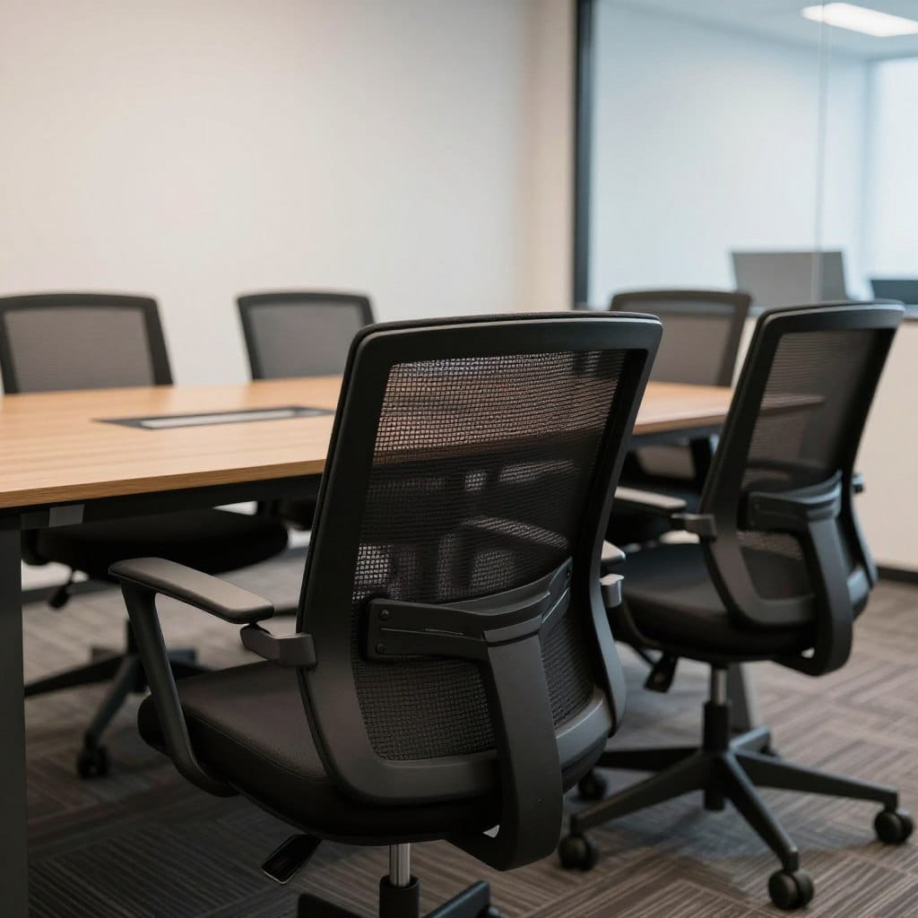 Silla de visita tipo butaca CH en malla en entorno de oficina