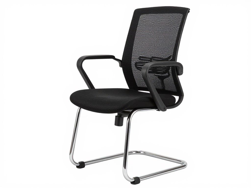 Vista lateral de la Silla de visita tipo butaca CH en malla con base cantilever