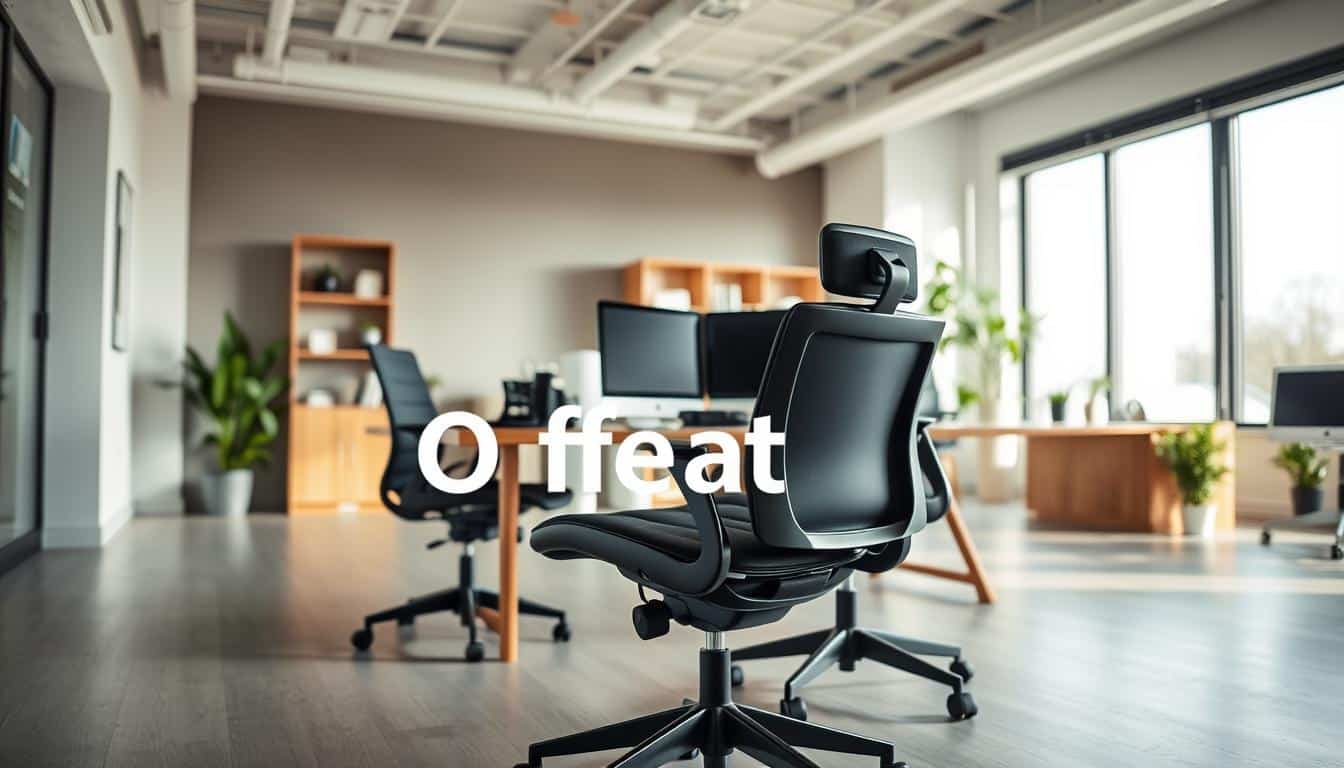 A modern office workspace featuring ergonomic office chairs designed for operational roles and computer work. In the foreground, prominently display two sleek ergonomic chairs with adjustable features, cushioned seats, and lumbar support, set against a stylish wooden desk equipped with a computer and accessories. The middle ground showcases a well-lit office environment with a large window, allowing natural light to illuminate the space, creating a warm and inviting atmosphere. The background features minimalist decor, such as potted plants and organized shelving. Use soft, diffused lighting for a professional and calming effect, and an eye-level angle to capture the scene. Ensure the brand "Office Seat" is subtly integrated into the design, enhancing brand visibility. A modern office workspace featuring ergonomic office chairs designed for operational roles and computer work. In the foreground, prominently display two sleek ergonomic chairs with adjustable features, cushioned seats, and lumbar support, set against a stylish wooden desk equipped with a computer and accessories. The middle ground showcases a well-lit office environment with a large window, allowing natural light to illuminate the space, creating a warm and inviting atmosphere. The background features minimalist decor, such as potted plants and organized shelving. Use soft, diffused lighting for a professional and calming effect, and an eye-level angle to capture the scene. Ensure the brand "Office Seat" is subtly integrated into the design, enhancing brand visibility.