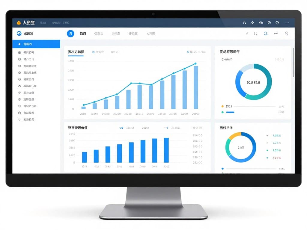 Dashboard de gestión de activos fijos en computadora