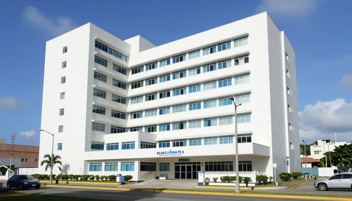 Hospital moderno de múltiples pisos en República Dominicana