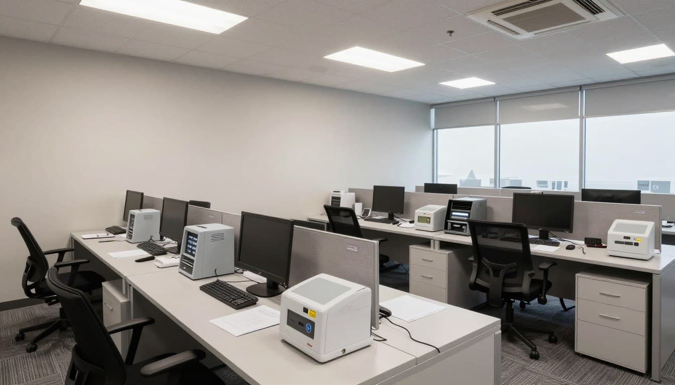 Oficina moderna bien organizada con activos controlados