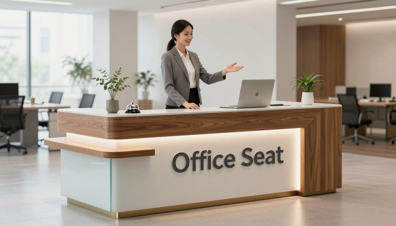 counter de recepcion con materiales modernos de calidad