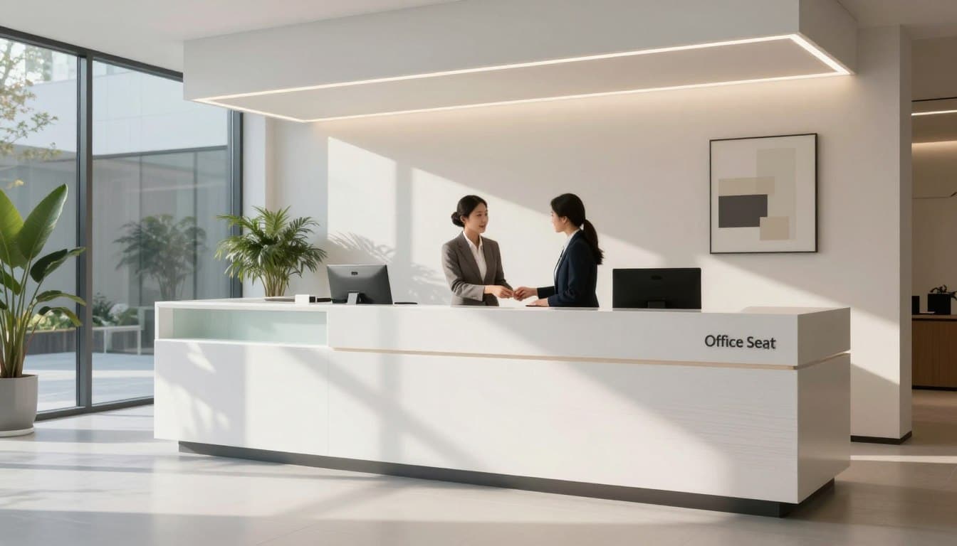 counter de recepcion moderno con diseño minimalista