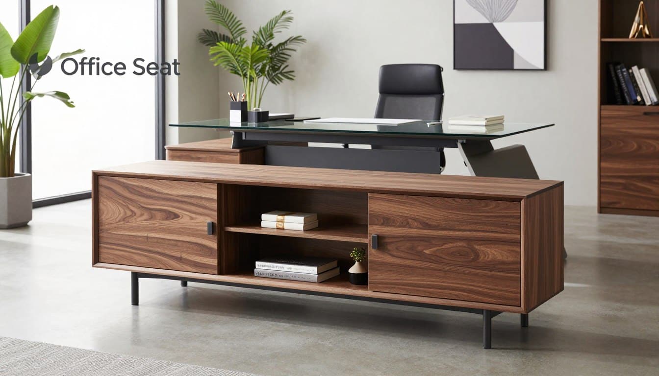 credenza ejecutiva moderna combinada con escritorio