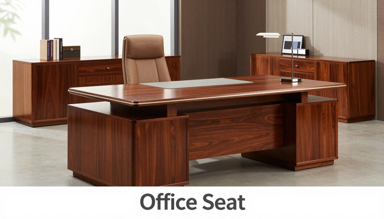 escritorio ejecutivo con credenza de madera en oficina profesional