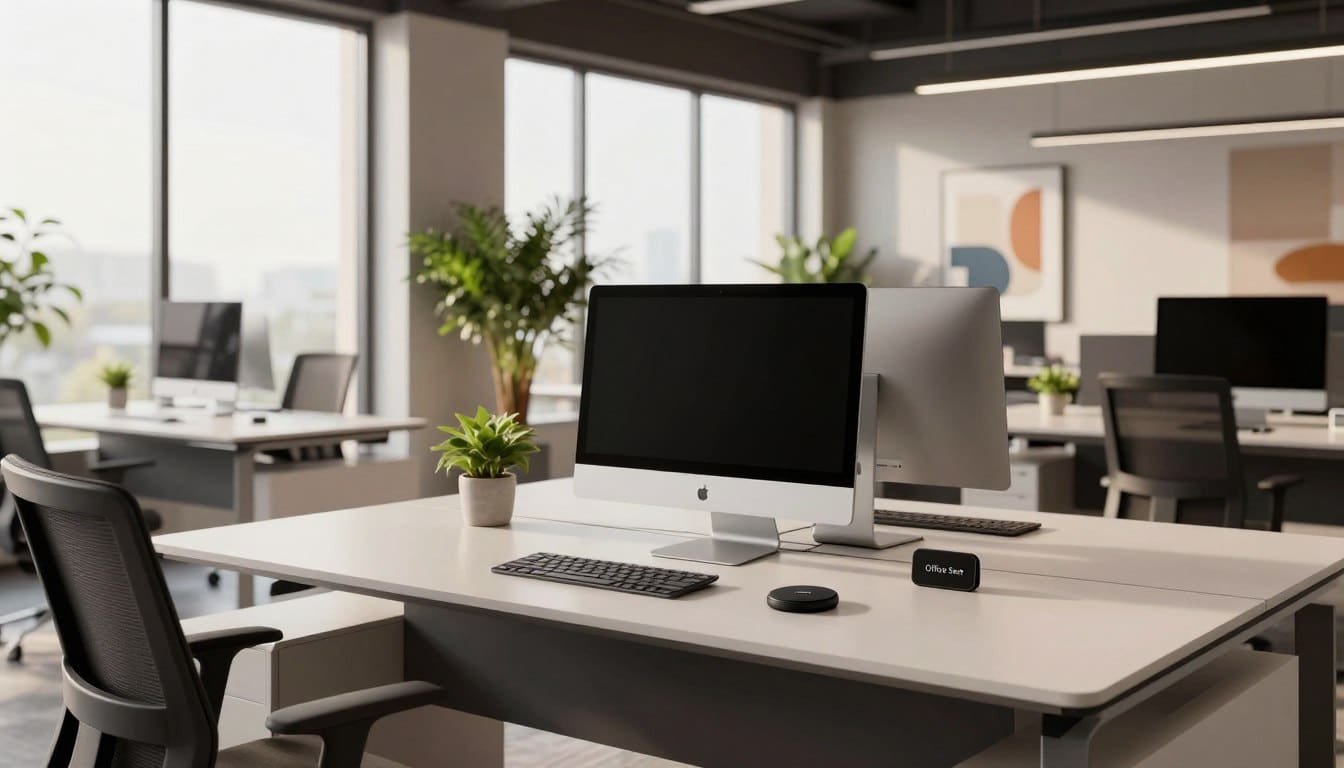 escritorios modernos con diseño ergonómico y tecnología integrada